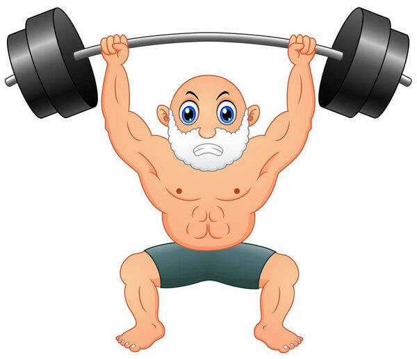 Old man weightlifting