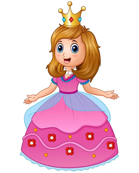 Belle princesse en robe rose — Image vectorielle