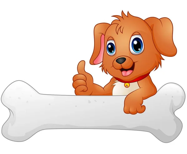Aranyos kutya a csont holding — Stock Vector