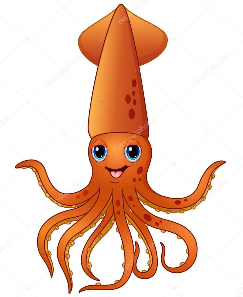 Happy squid cartoon