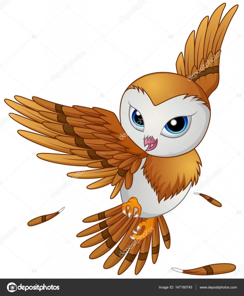 Cute Owl Cartoon Flying Stock Vector C Dualoro 147180745