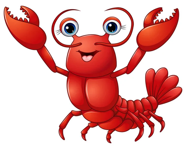 Kartun lobster yang lucu. - Stok Vektor