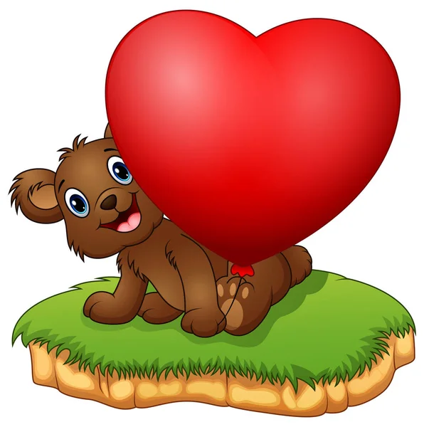 Teddy bear siedzący z gospodarstwa balony Walentynki — Wektor stockowy