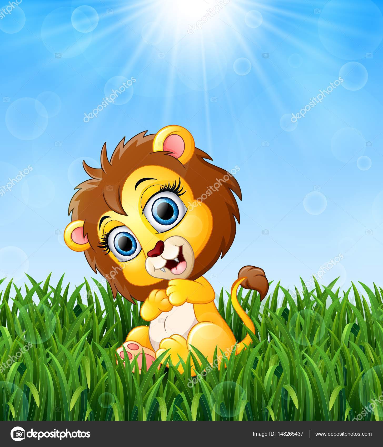 Bebe Lion Dessin Anime Assis Dans L Herbe Sur Un Fond De Soleil Eclatant Image Vectorielle Par Dualoro C Illustration Bebe Lion Dessin Anime Assis Dans L Herbe Sur Un Fond De Soleil Eclatant Image Vectorielle Par Dualoro C Illustration