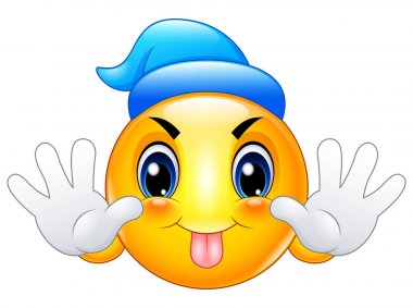 Cartoon emoticon sticking out his tongue clipart