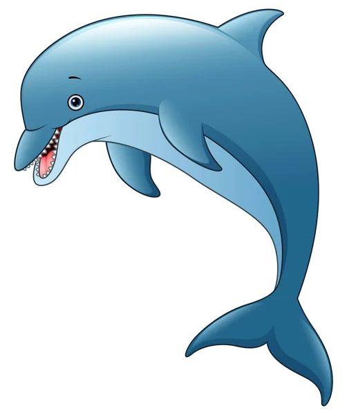 Χαριτωμένο δελφίνι γελοιογραφία άλμα — Διανυσματικό Αρχείο