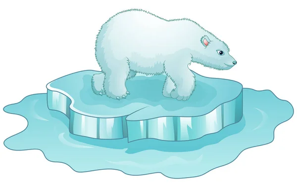 Zeichentrick-Eisbär steht auf Eisscholle — Stockvektor