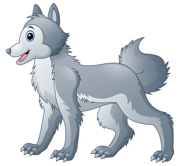 Roztomilý vlk kreslený — Stockový vektor