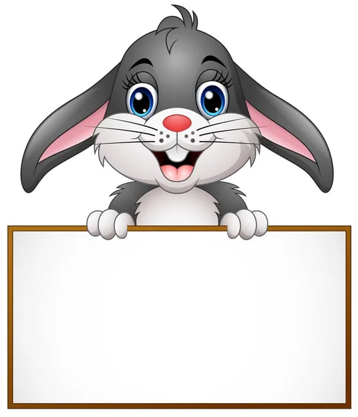 卡通兔子举空白牌子 — 图库矢量图片