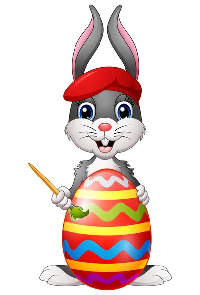Conejo de Pascua pintura Huevo de Pascua — Vector de stock
