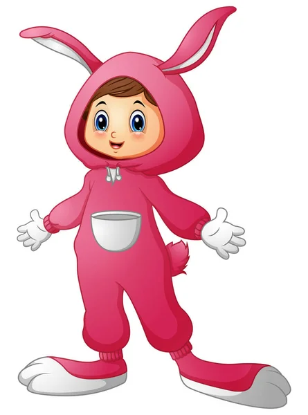 可爱的女孩在粉红兔子服装 — 图库矢量图片