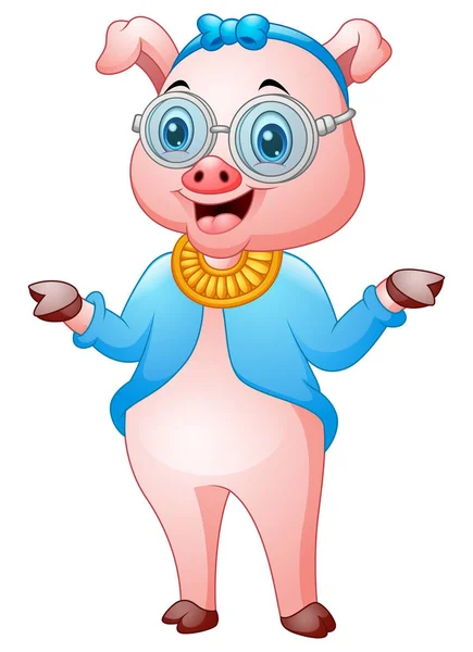 Mignonne cochon fille hipster — Image vectorielle