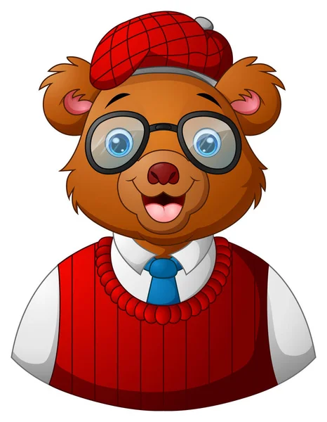 Hipster bear dressed and glasses — Stock Vector