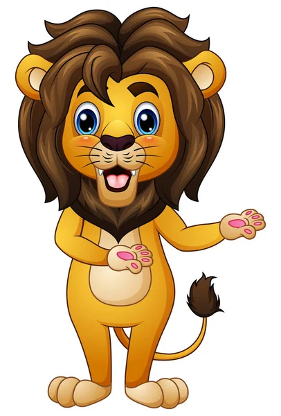 漫画のライオンのジェスチャーを歓迎 — ストックベクタ