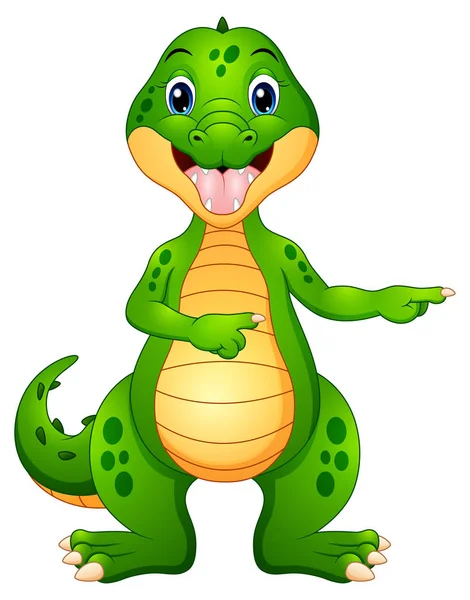 Desenhos animados de crocodilo engraçado apontando —  Vetores de Stock