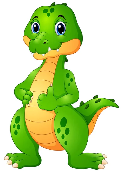 Mignon crocodile dessin animé donnant pouces vers le haut — Image vectorielle