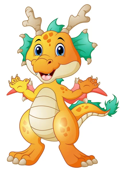 Lindo dragón de dibujos animados — Vector de stock