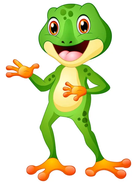 Cute frog cartoon posing — Stock Vector