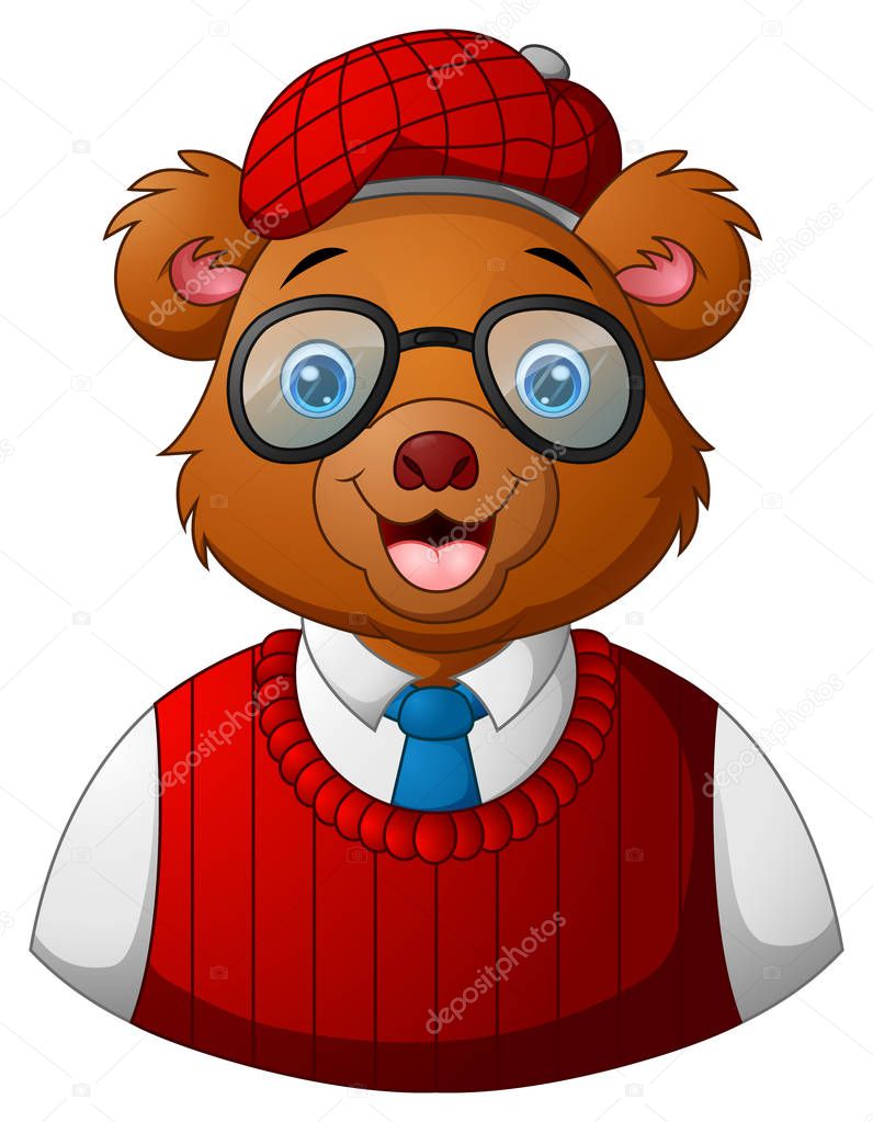 Hipster bear dressed and glasses