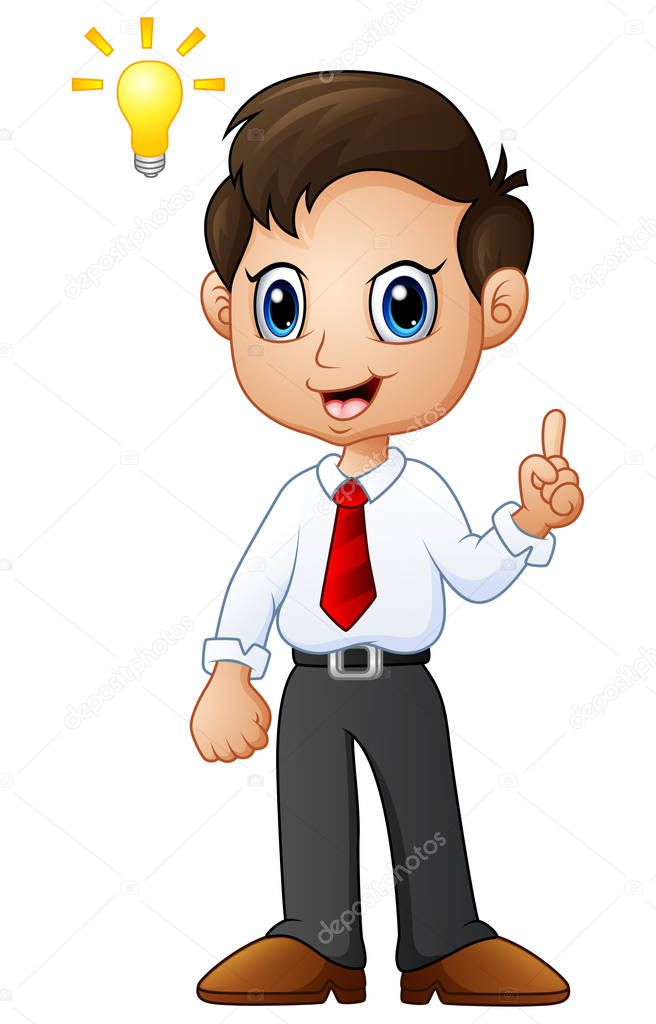 Animado: caricatura de hombre pensando | Empresario de