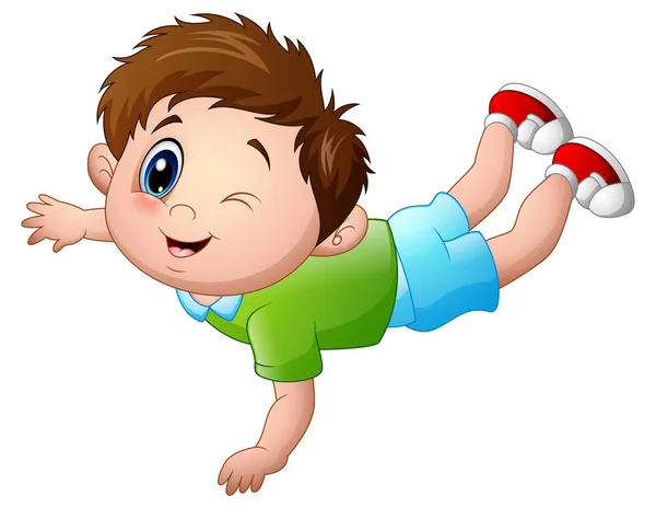 Schattige kleine jongen cartoon gevoelig — Stockvector