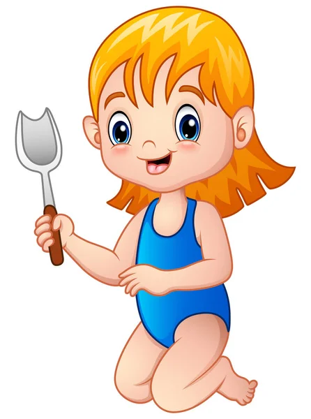 Cartoon kleines Mädchen mit einer Schaufel — Stockvektor