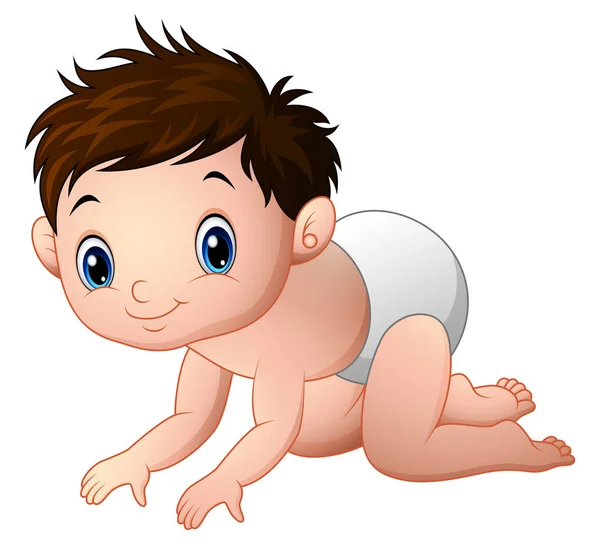 Aranyos baba fiú csúszó — Stock Vector