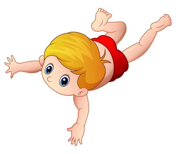 Dibujos animados niño nadando sobre un fondo blanco — Vector de stock
