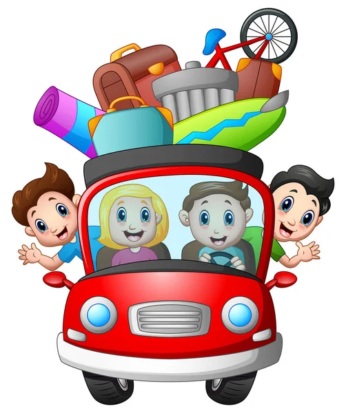 Family traveling in a car — Stock Vector