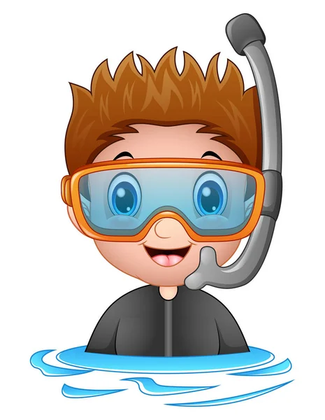Snorkeling boy cartoon — Stock Vector