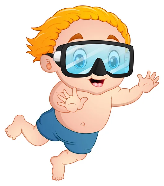 Snorkeling ragazzo cartone animato — Vettoriale Stock