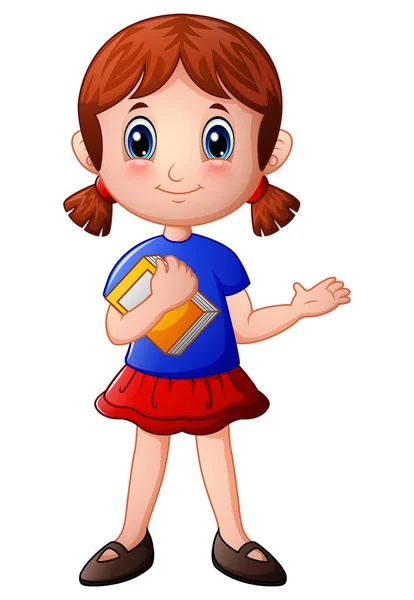 Cartoon girl holding a book — Stock Vector