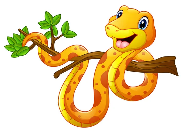 Мультяшна змія на гілці — стоковий вектор