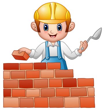 Cartoon man builder vector
