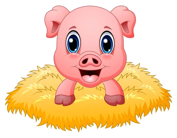 在窝里的可爱的小猪卡通 — 图库矢量图片