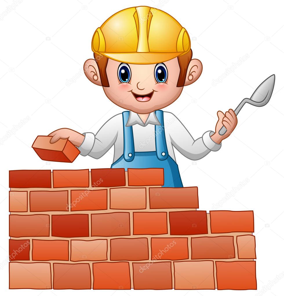 Cartoon man builder