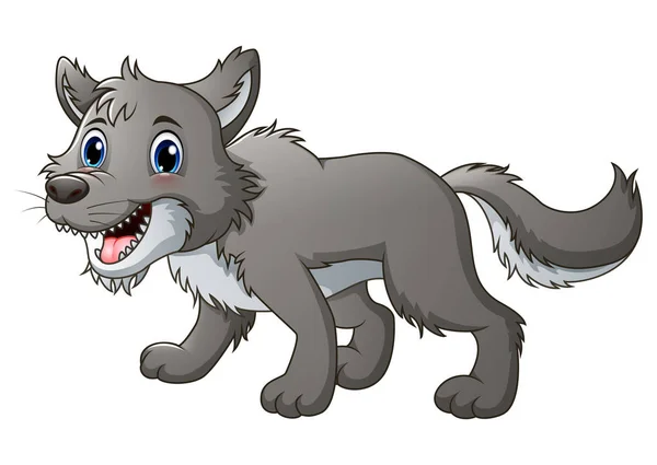 Lachende wolf cartoon — Stockvector