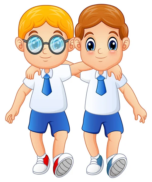 Schattig schooljongens in een schooluniform — Stockvector