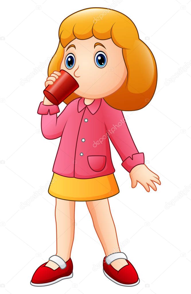 Animado tomar jugo Chica de dibujos animados tomar de Animado tomar jugo Chica de dibujos animados tomar de
