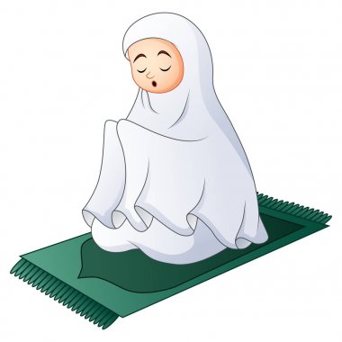 Müslüman kadınlar dua ederken Seccade üzerinde oturan