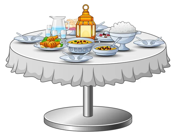 Délicieux menu pour iftar partie sont sur la table — Image vectorielle