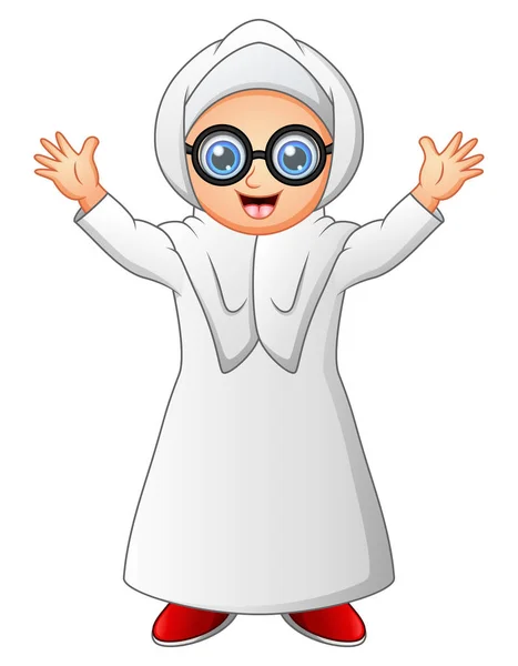 Una donna musulmana in piedi su un mese di ramadan con gli occhiali — Vettoriale Stock