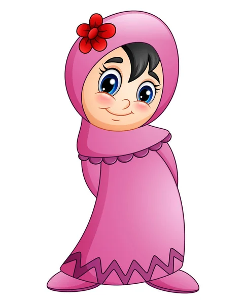 Happy muslim kid cartoon isolated on white background — Stock Vector