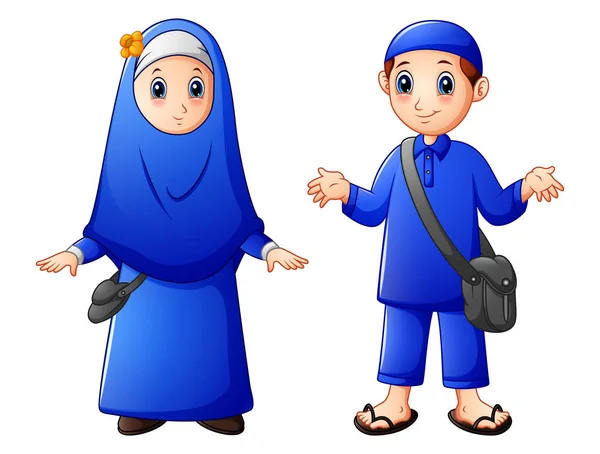 Šťastné muslimské dítě karikatura izolovaných na bílém pozadí — Stockový vektor