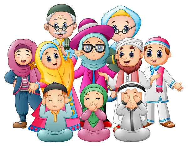 Boldog család Ünnepeld az eid mubarak — Stock Vector