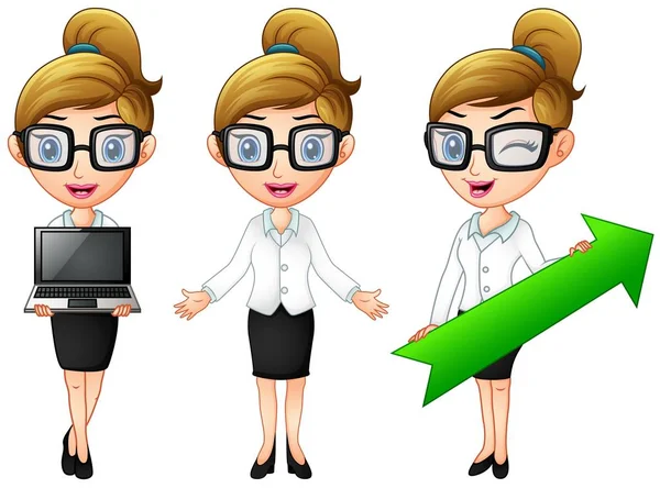 Cute businesswoman cartoon set — Stock Vector