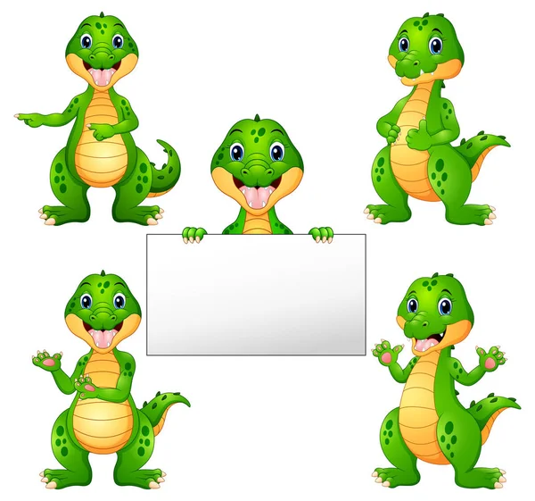 Conjunto de desenhos animados de crocodilo — Vetor de Stock