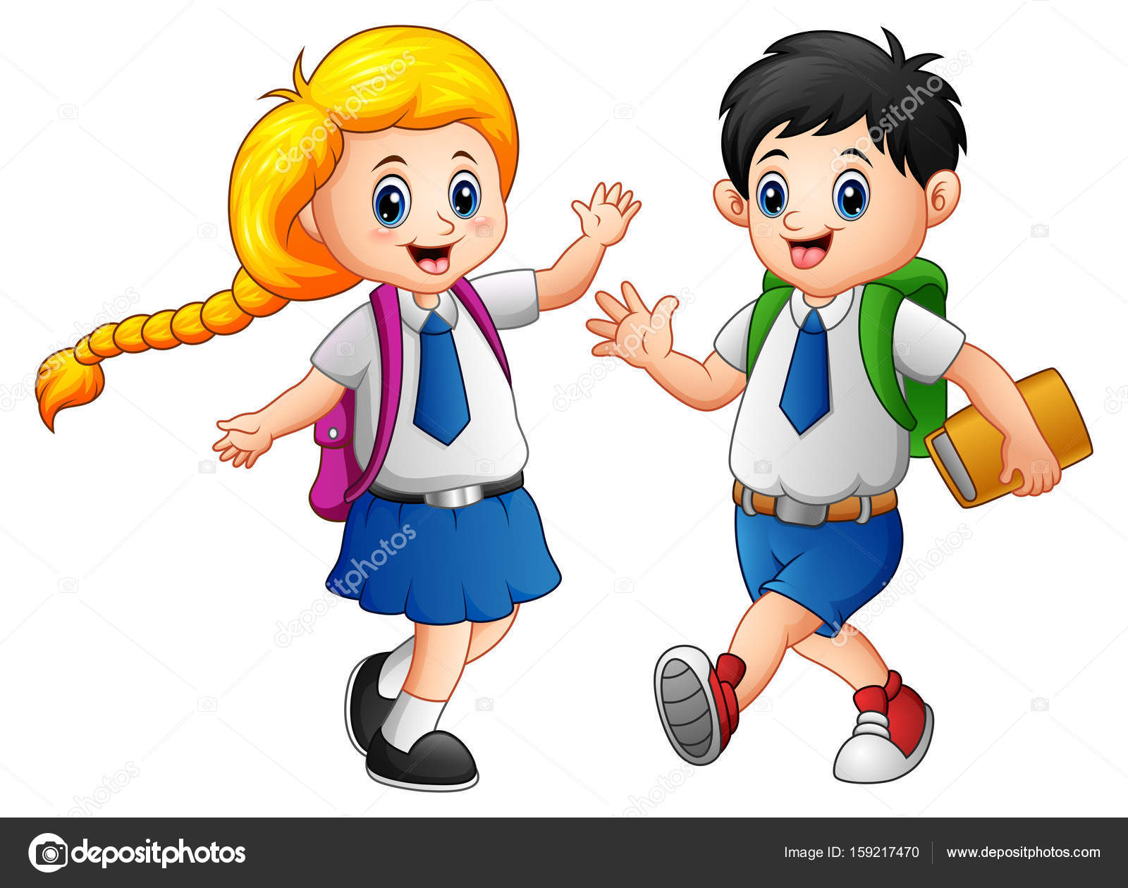 Happy School Kids Go To School Stock Vector Image By ©dualoro 159217470