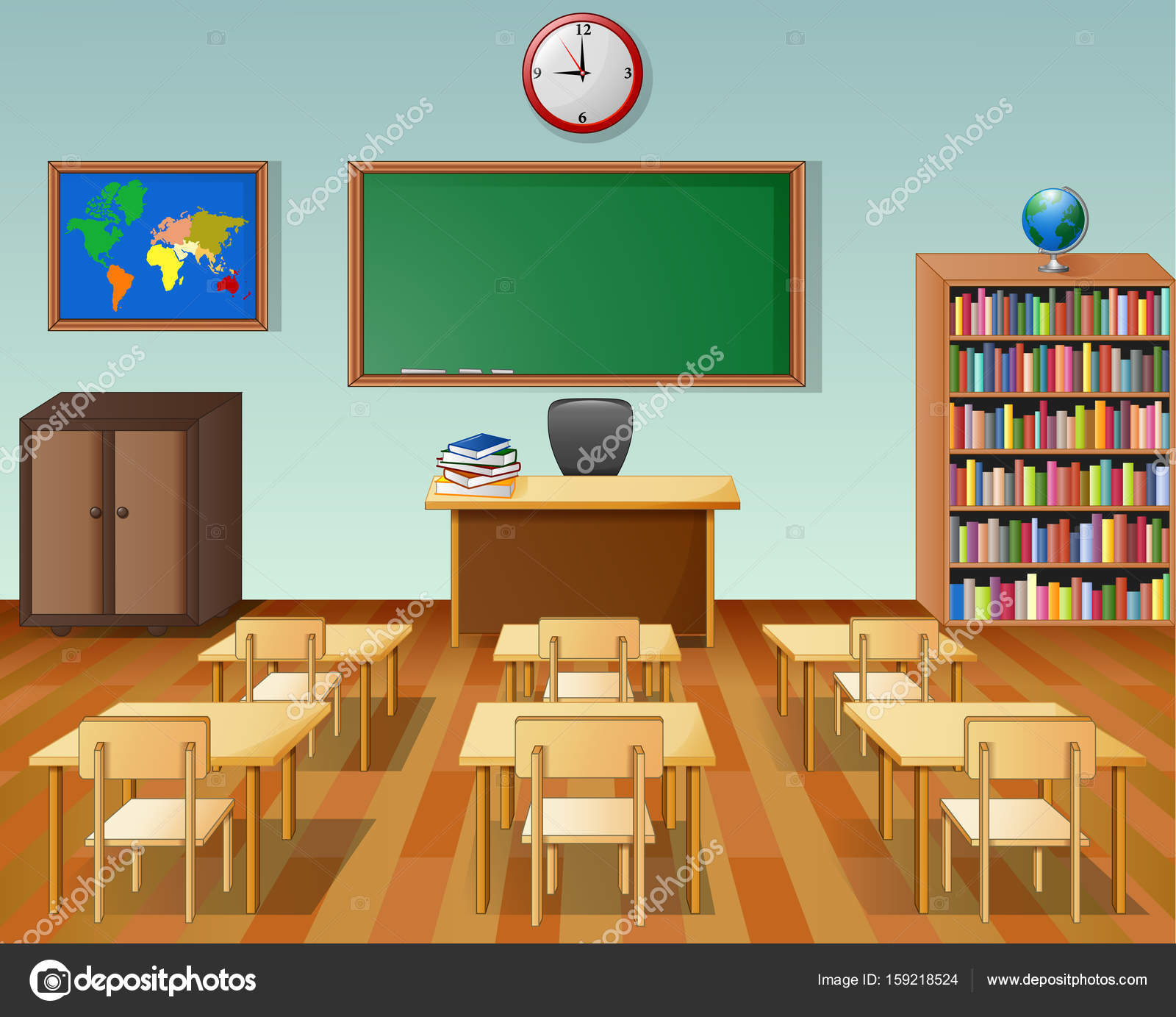 Classroom background with a chalkboard Royalty Free Vector