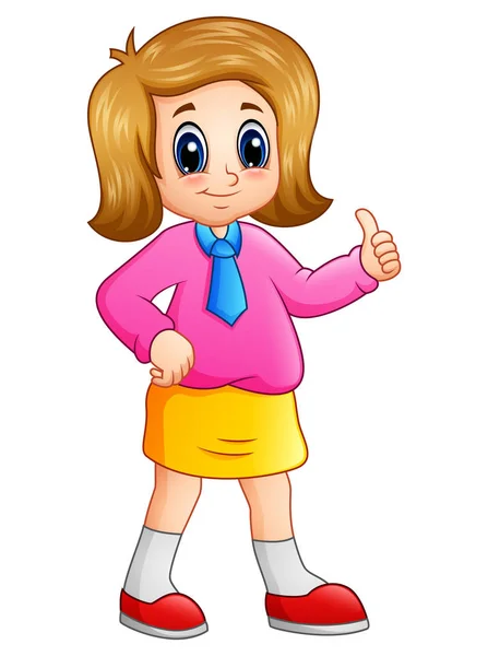 Cute school girl cartoon — Stock Vector